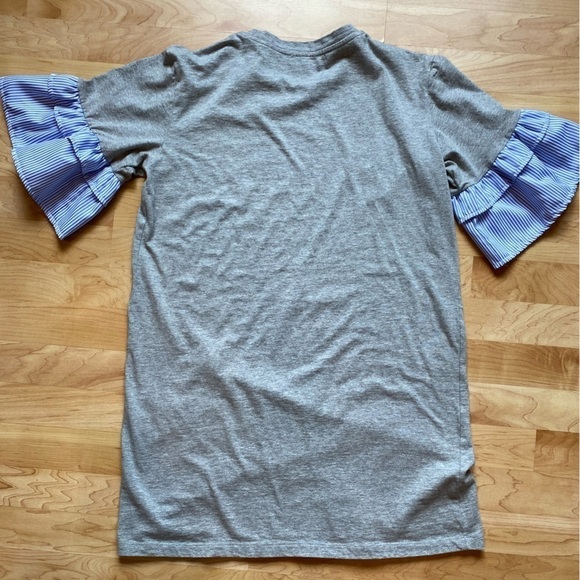 L.N.V Gray dress with white/blue striped short sleeve women’s size Large - Picture 2 of 2